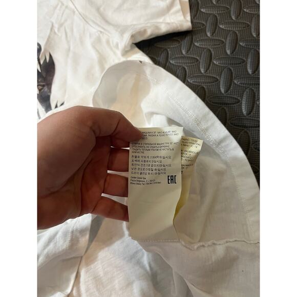 Golden Goose‎ Golden Tee with blue flower print White Shirt Womens Size Large - Picture 7 of 10